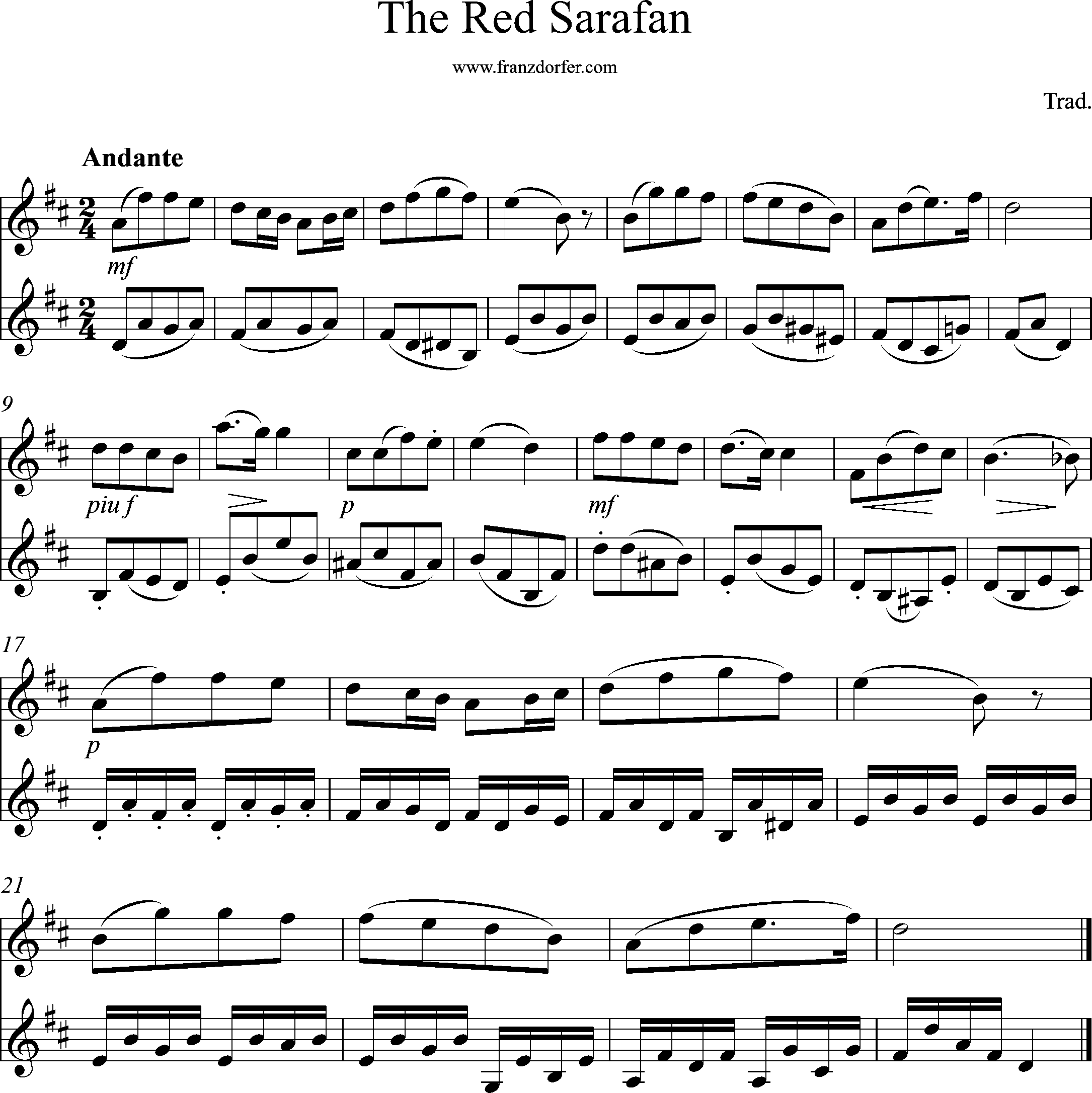 Duo Sheetmusic, D-Major, The Red Sarafan